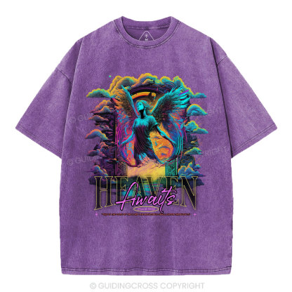 Heaven Awaits Christian Washed T-Shirt
