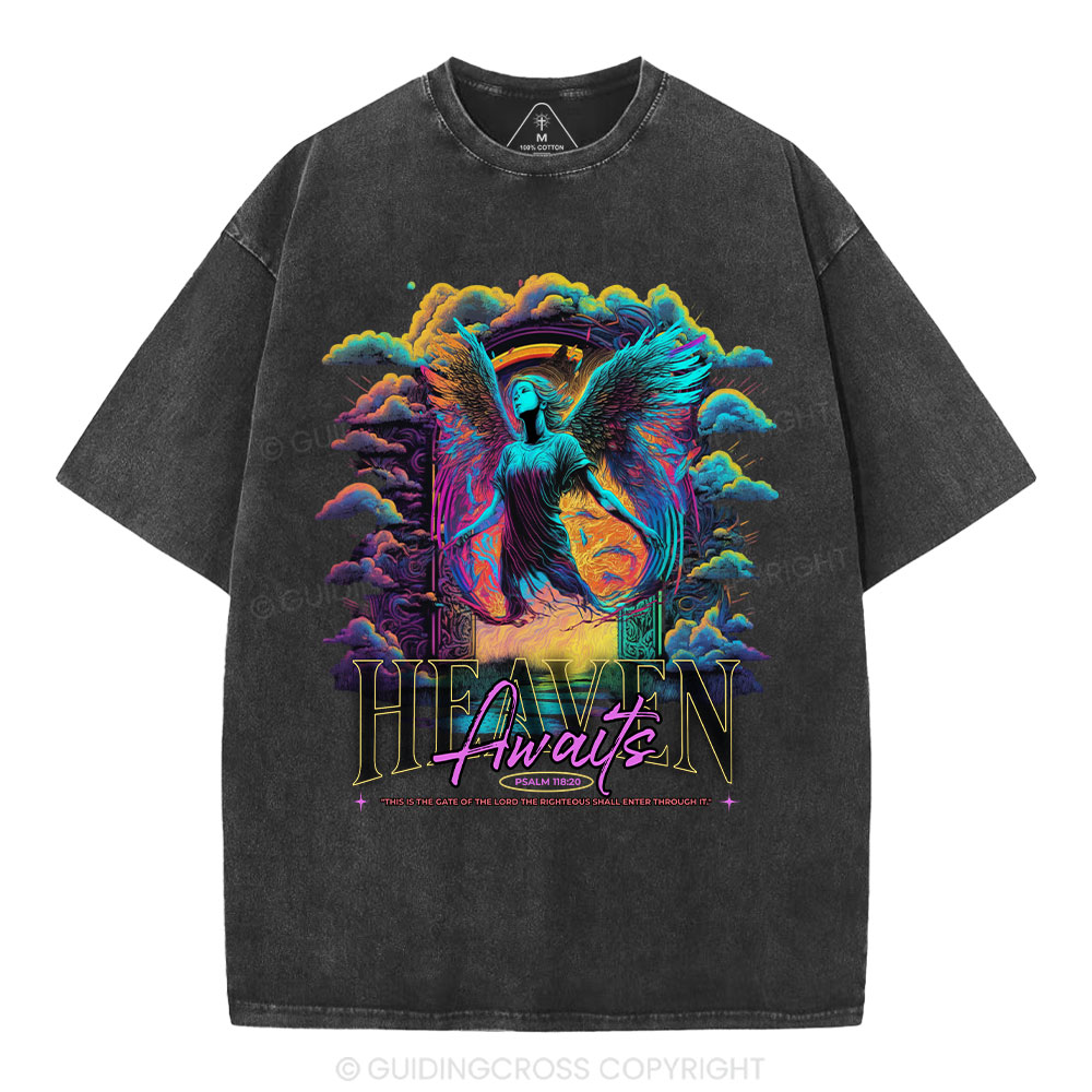 Heaven Awaits Christian Washed T-Shirt