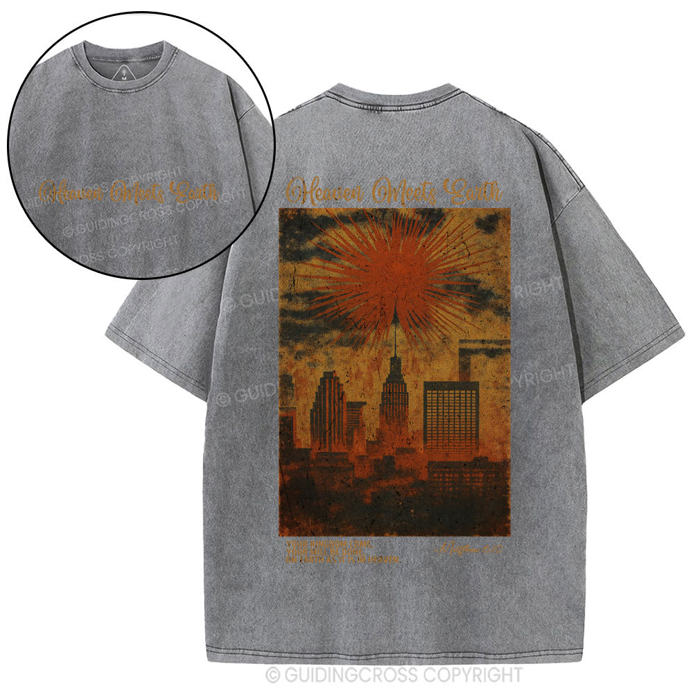 Heaven Meets Earth  Christian Washed T-Shirt