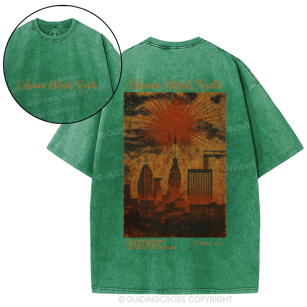 Heaven Meets Earth  Christian Washed T-Shirt