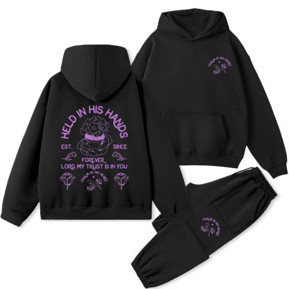 Held In His Hands Forever Christian Premium Fleece Hoodie Set