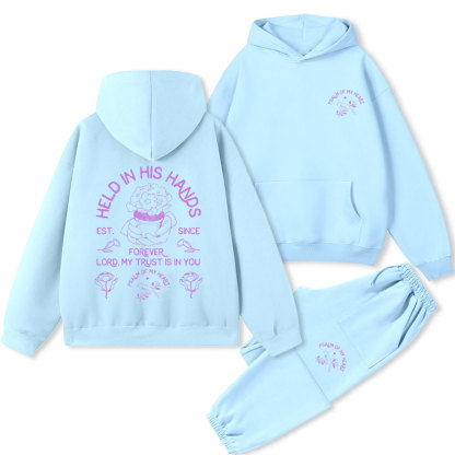 Held In His Hands Forever Christian Premium Fleece Hoodie Set