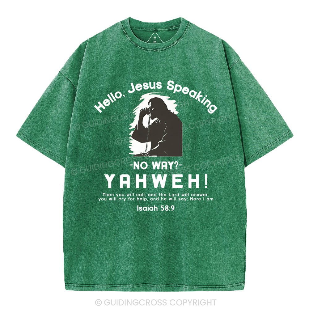 Hello,Jesus Speaking Christian Washed T-Shirt