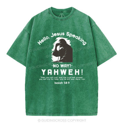 Hello,Jesus Speaking Christian Washed T-Shirt