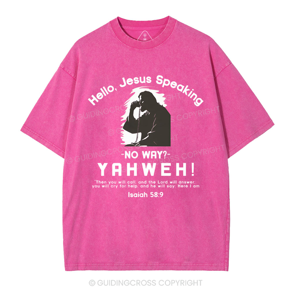 Hello,Jesus Speaking Christian Washed T-Shirt