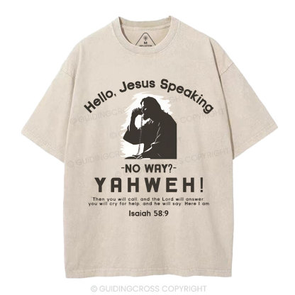 Hello,Jesus Speaking Christian Washed T-Shirt