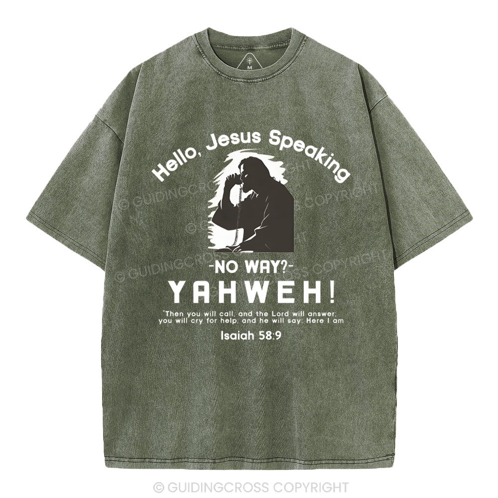 Hello,Jesus Speaking Christian Washed T-Shirt