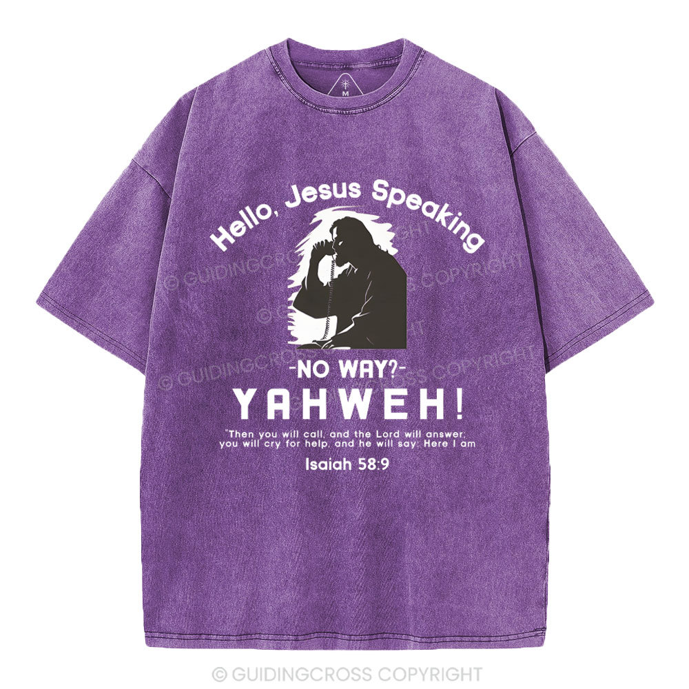 Hello,Jesus Speaking Christian Washed T-Shirt