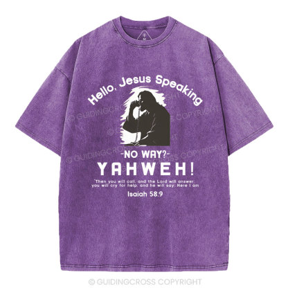 Hello,Jesus Speaking Christian Washed T-Shirt