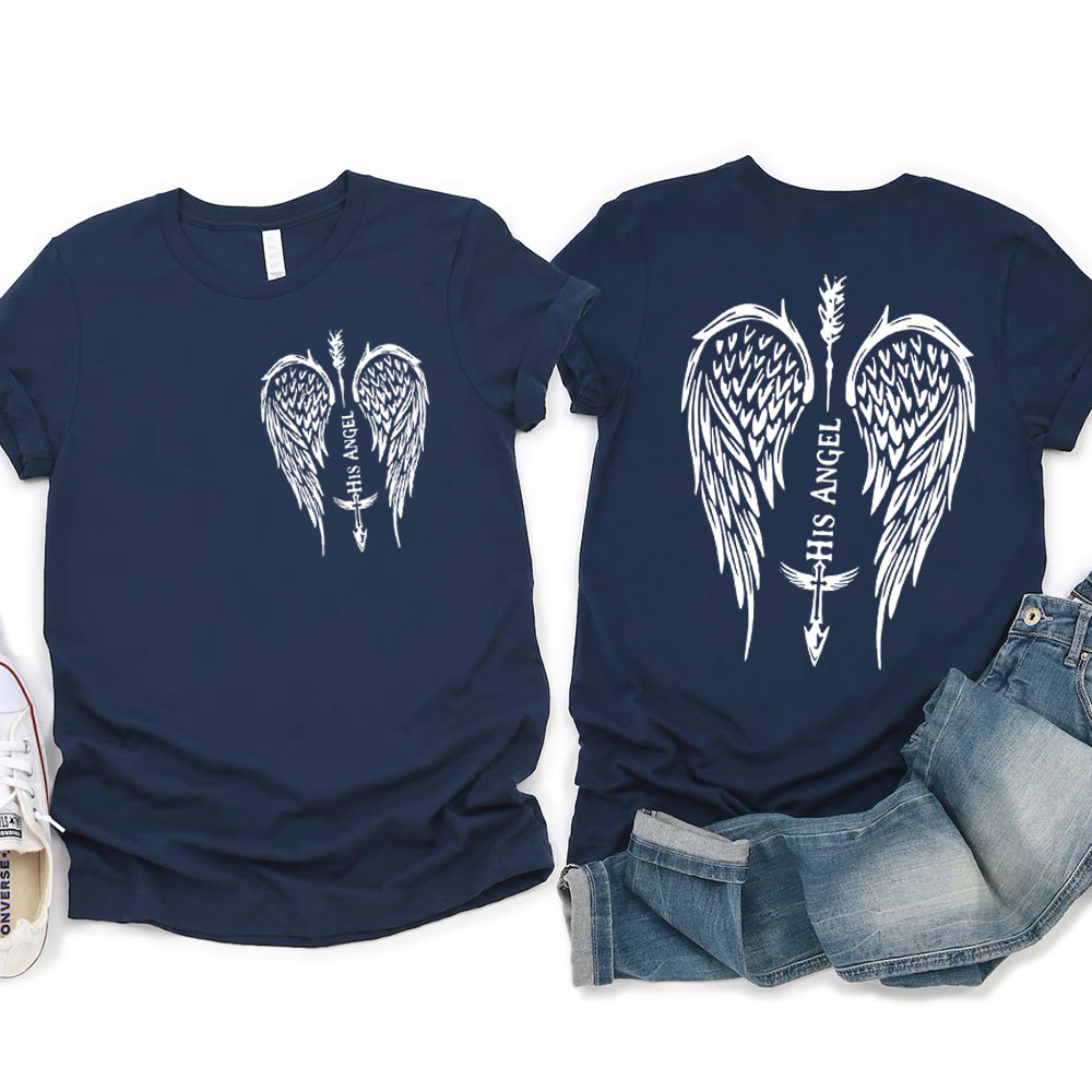 Her Guardian His Angel Couple Hoodie Watercolor Wings