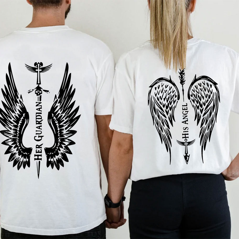 Her Guardian His Angel Christian T-Shirt