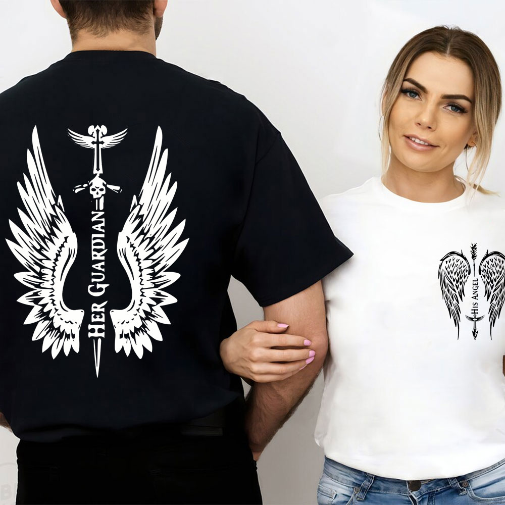 Her Guardian His Angel Christian T-Shirt