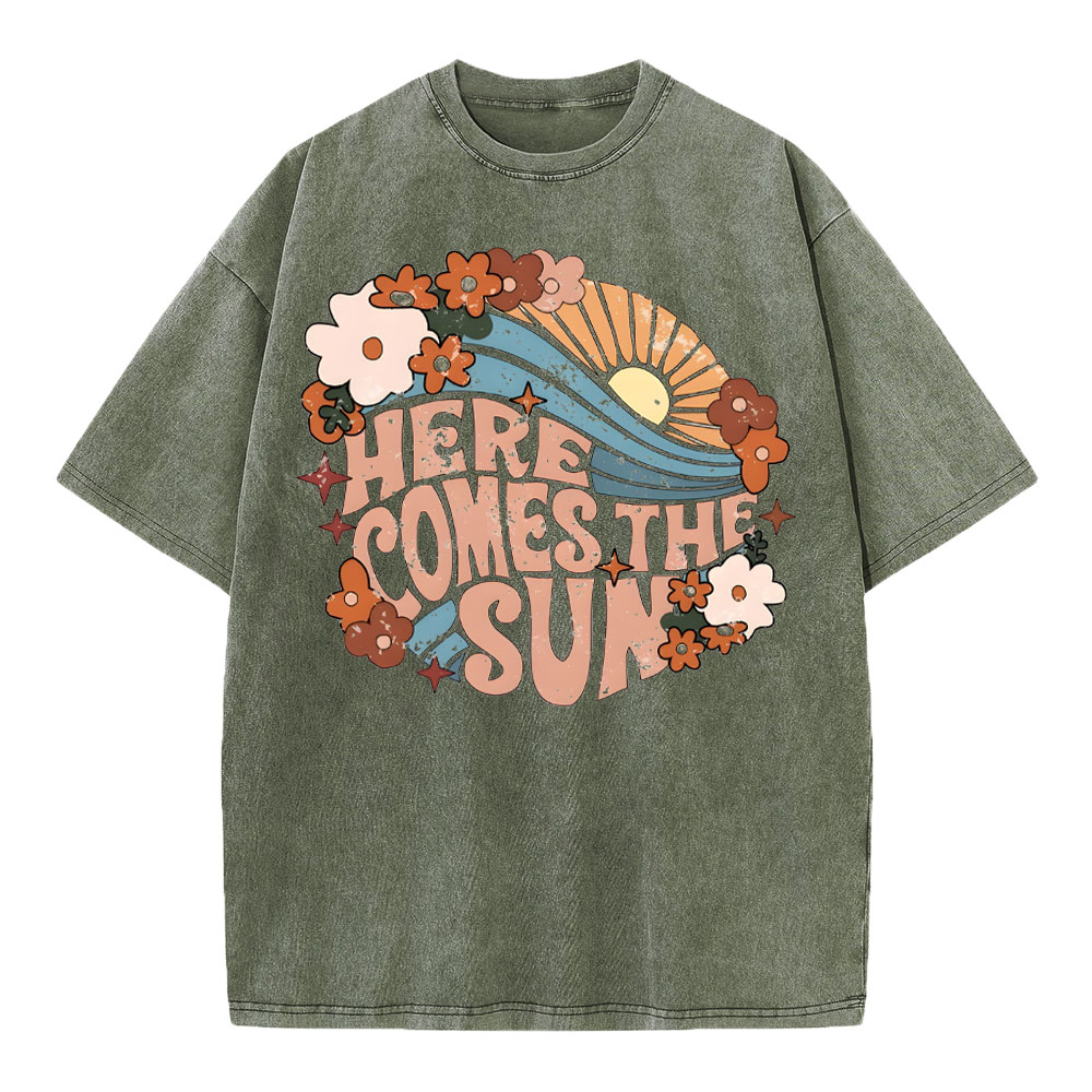 Here Comes The Sun Christian Washed T-Shirt