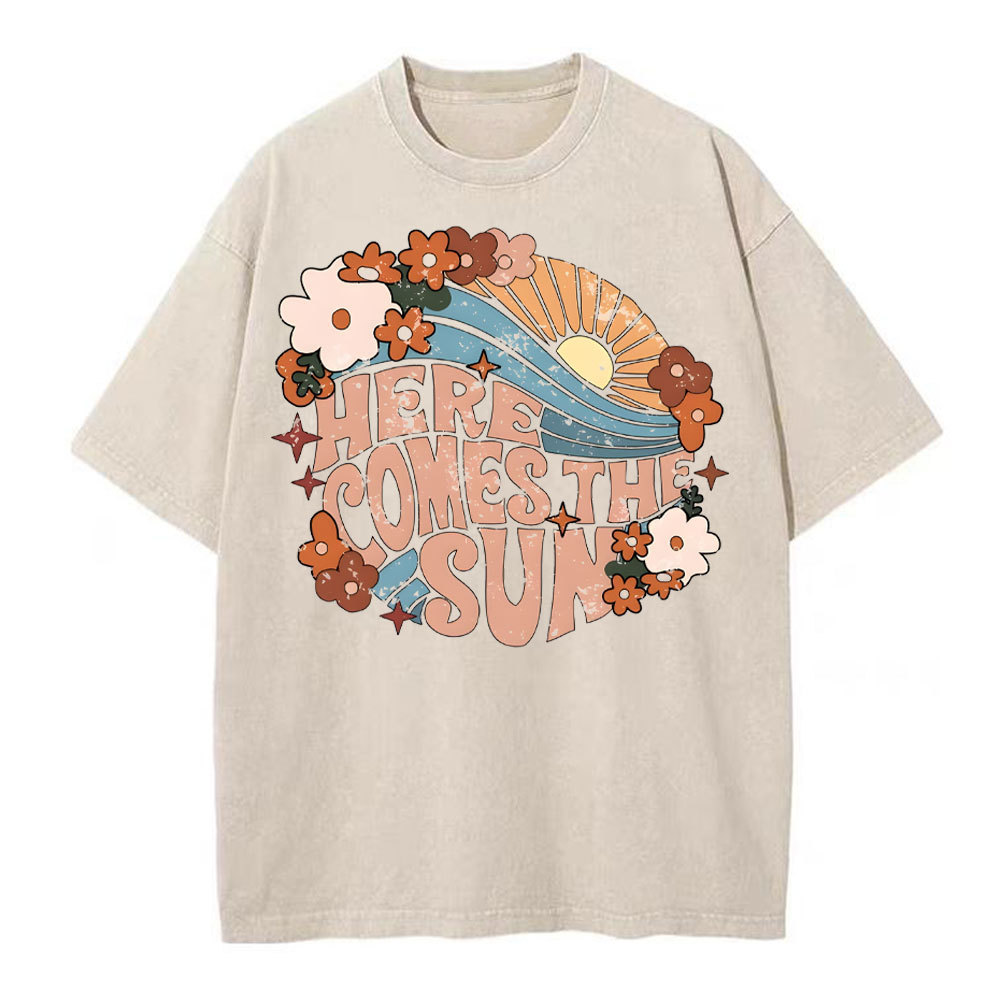 Here Comes The Sun Christian Washed T-Shirt