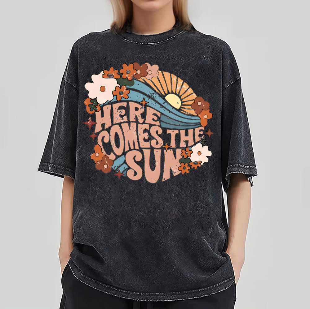 Here Comes The Sun Christian Washed T-Shirt