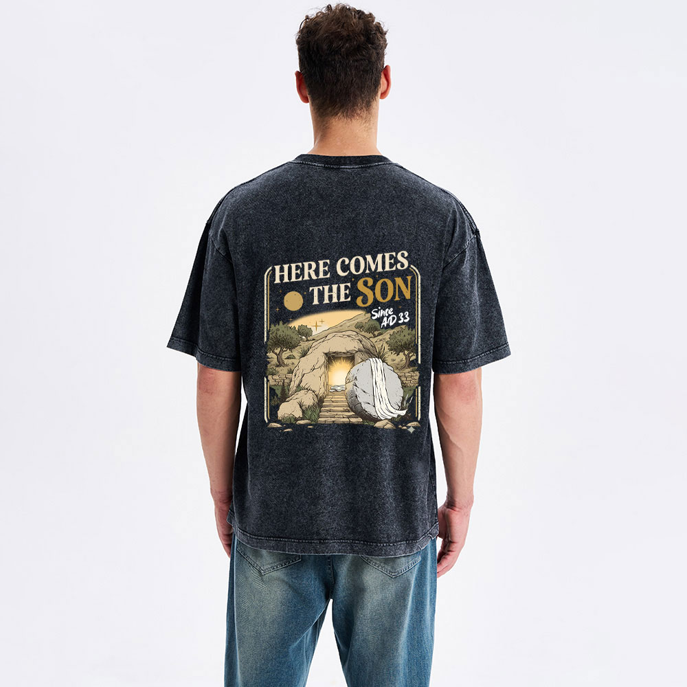 Here Comes The Son Christian Washed T-Shirt