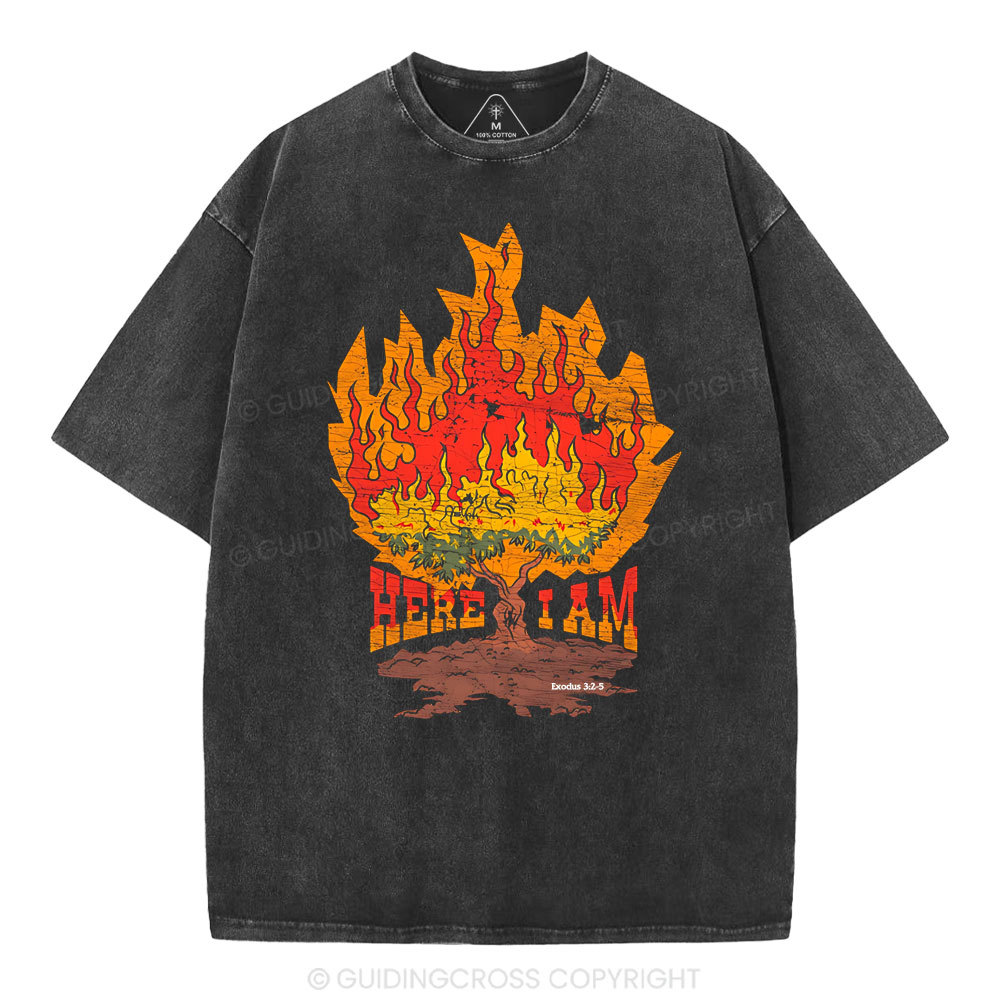 Here I Am Christian Washed T-Shirt