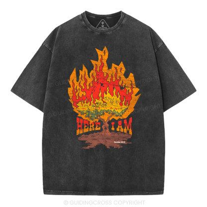 Here I Am Christian Washed T-Shirt