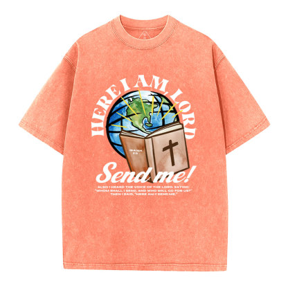 Here I Am Lord Send Me Christian Washed T-Shirt