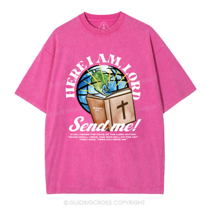 Here I Am Lord Send Me Christian Washed T-Shirt