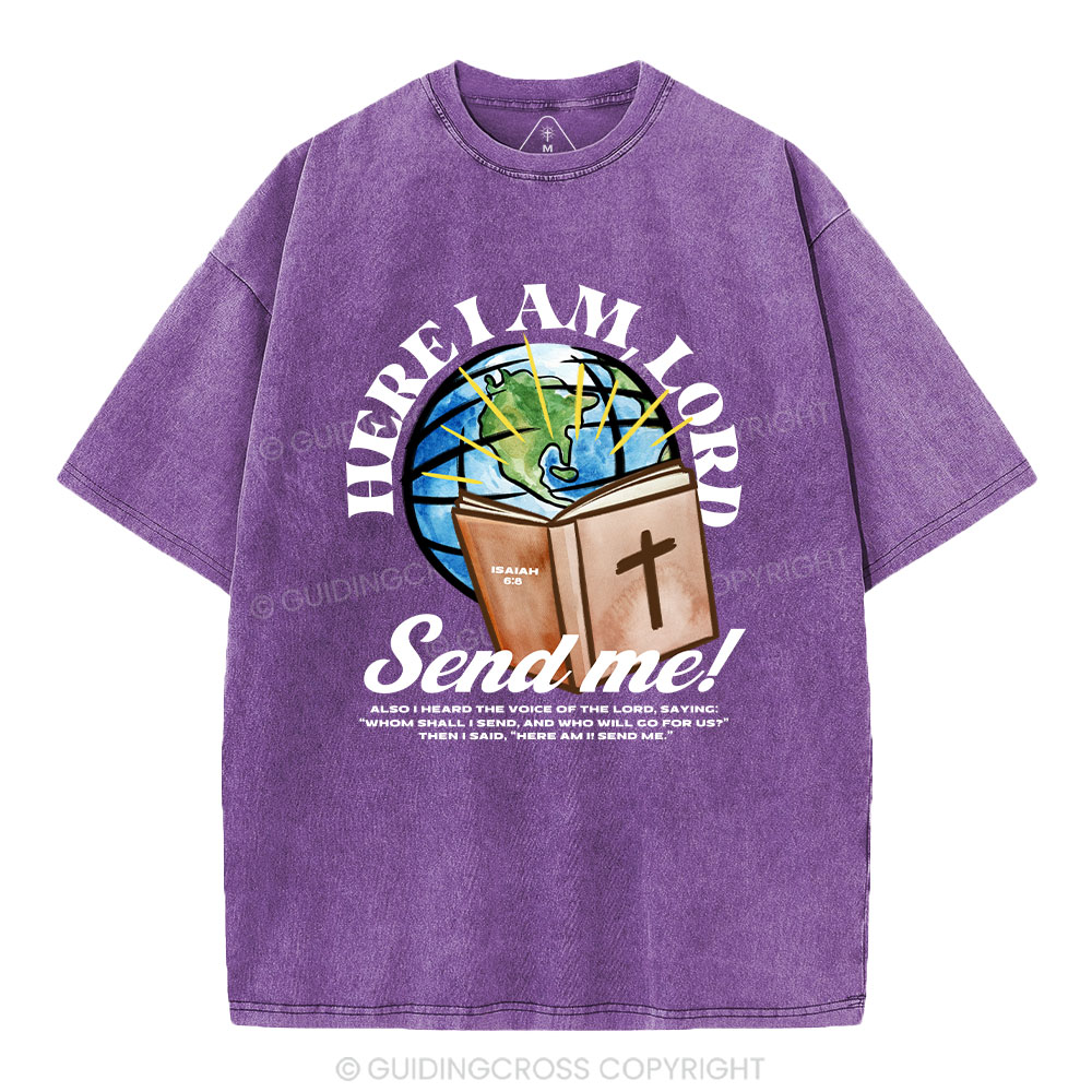 Here I Am Lord Send Me Christian Washed T-Shirt