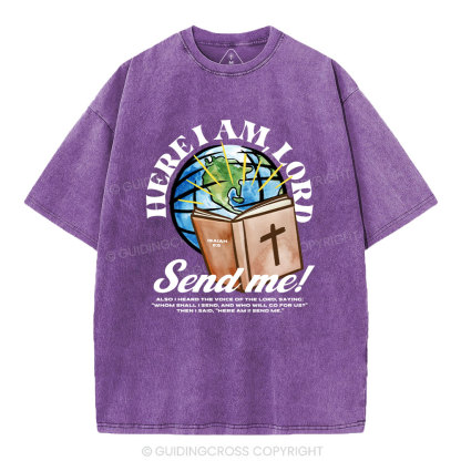 Here I Am Lord Send Me Christian Washed T-Shirt