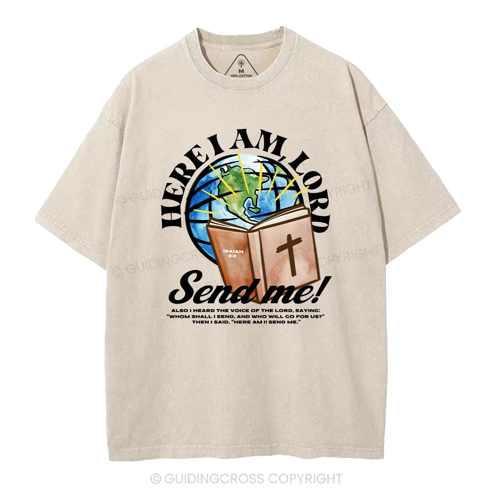 Here I Am Lord Send Me Christian Washed T-Shirt