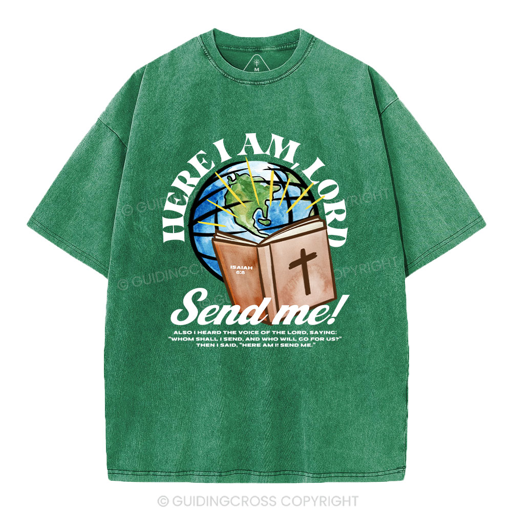 Here I Am Lord Send Me Christian Washed T-Shirt