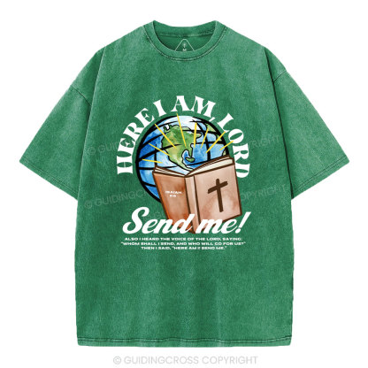 Here I Am Lord Send Me Christian Washed T-Shirt