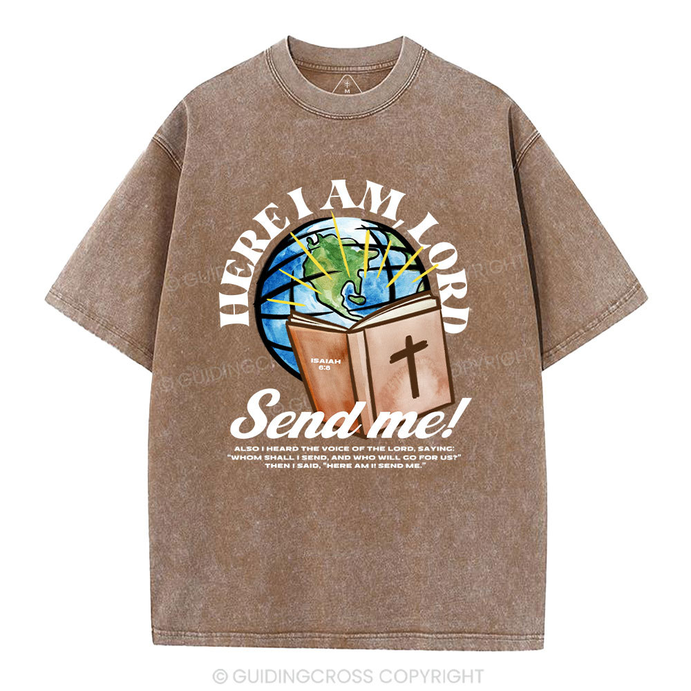 Here I Am Lord Send Me Christian Washed T-Shirt