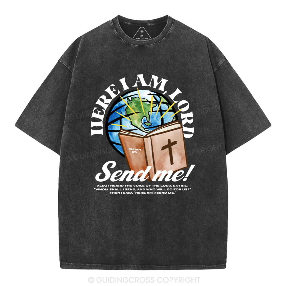 Here I Am Lord Send Me Christian Washed T-Shirt