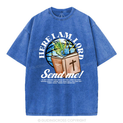 Here I Am Lord Send Me Christian Washed T-Shirt