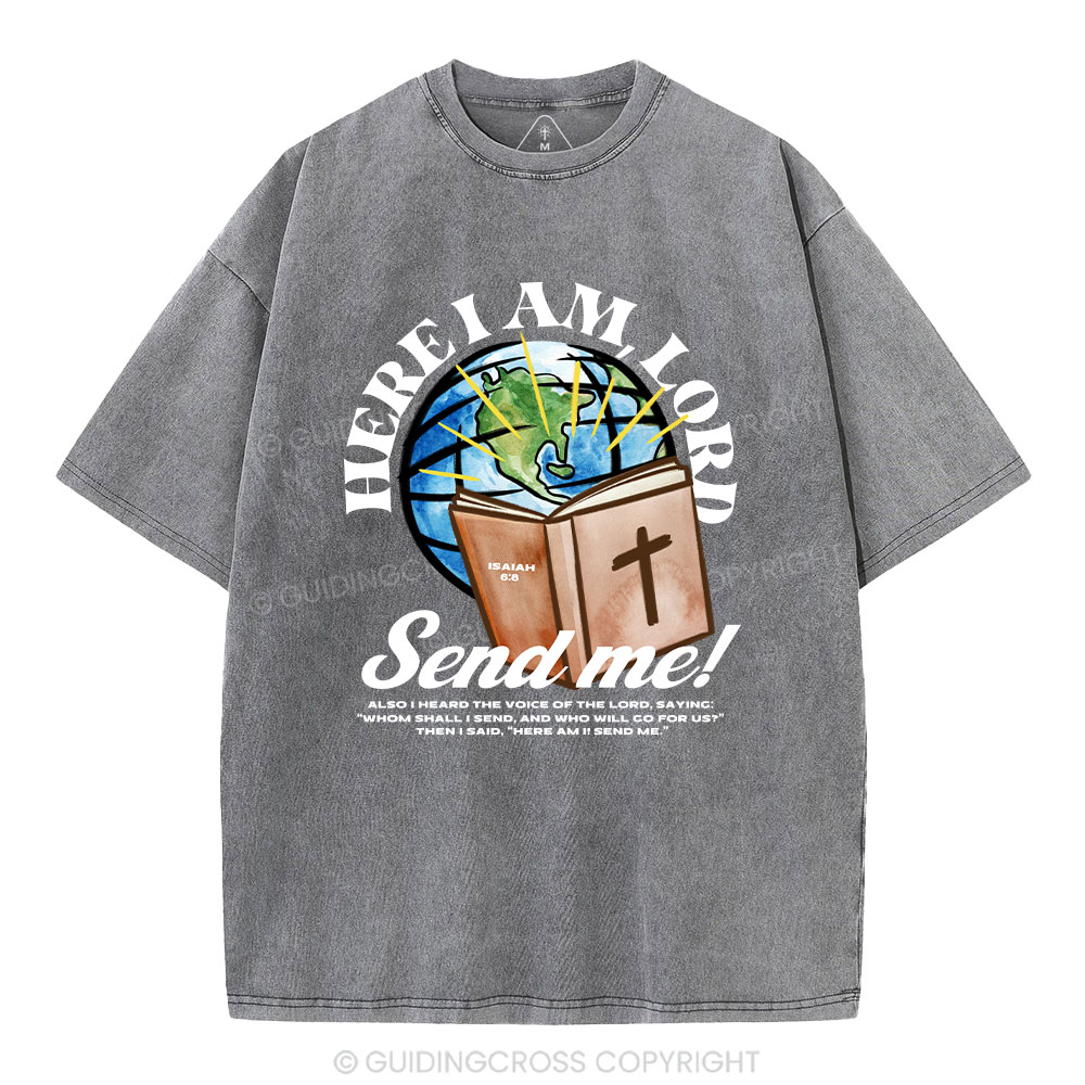 Here I Am Lord Send Me Christian Washed T-Shirt