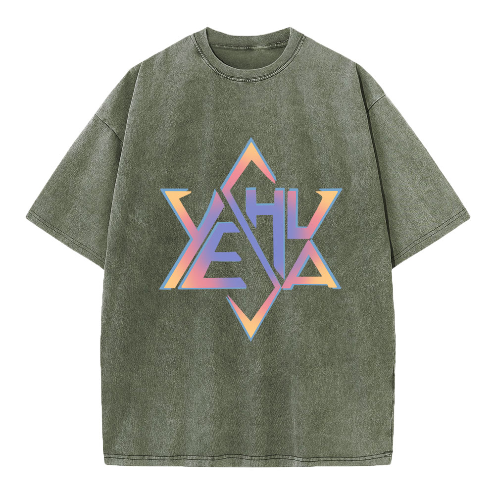 Hexagram Yeshua Christian Washed T-Shirt