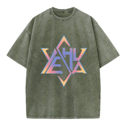 Hexagram Yeshua Christian Washed T-Shirt
