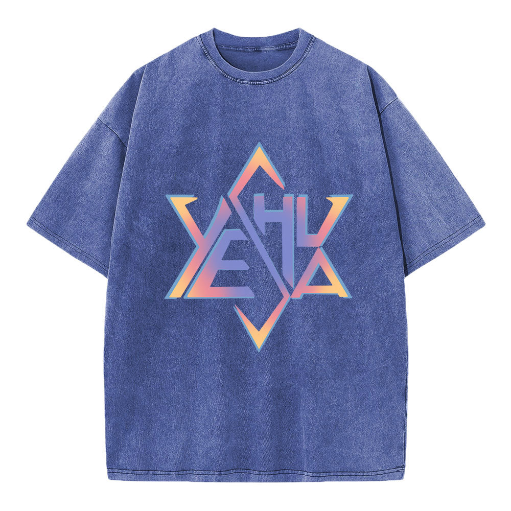 Hexagram Yeshua Christian Washed T-Shirt