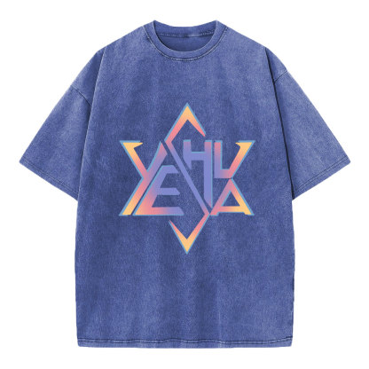 Hexagram Yeshua Christian Washed T-Shirt