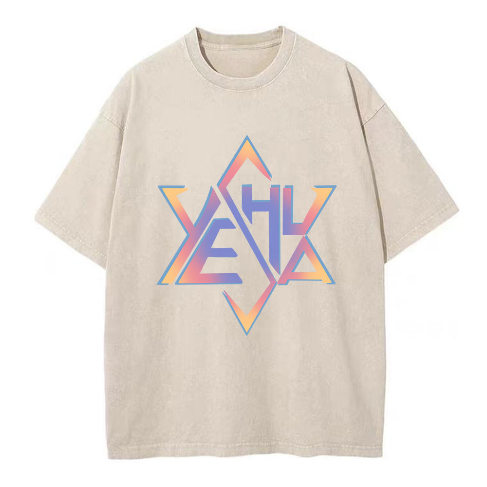 Hexagram Yeshua Christian Washed T-Shirt