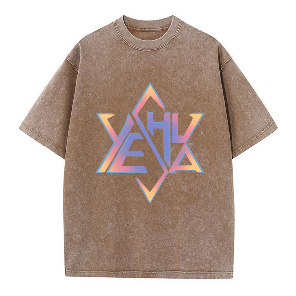 Hexagram Yeshua Christian Washed T-Shirt