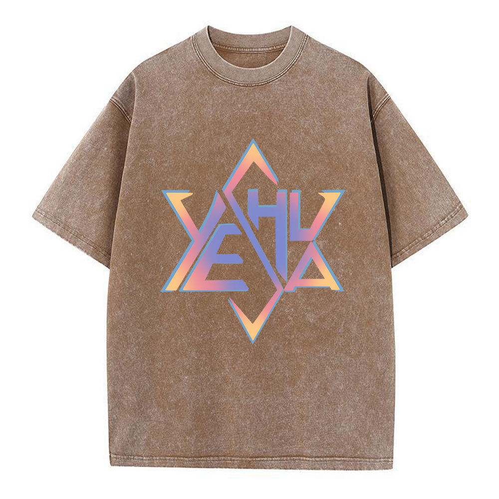 Hexagram Yeshua Christian Washed T-Shirt