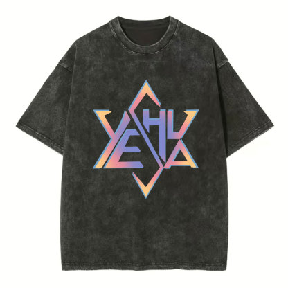 Hexagram Yeshua Christian Washed T-Shirt