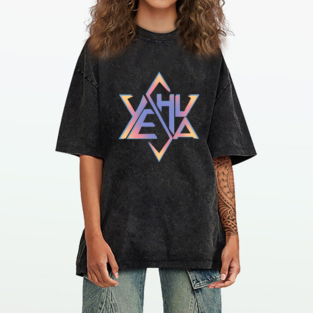 Hexagram Yeshua Christian Washed T-Shirt