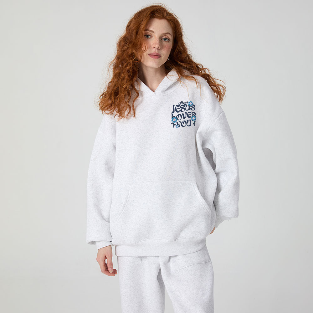 Hey Jesus Loves You Christian Fleece Hoodie Set