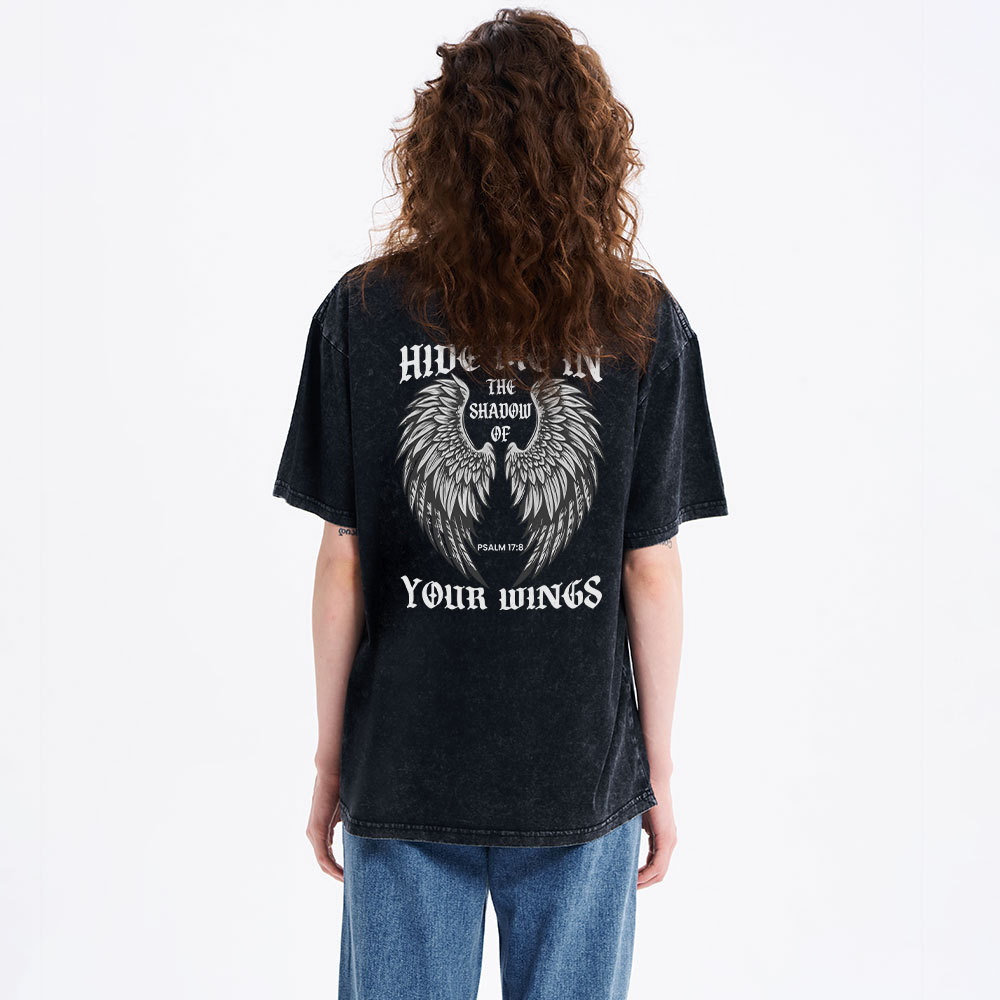 Hide Me In The Shadow Of Your Wings Christian Washed T-Shirt
