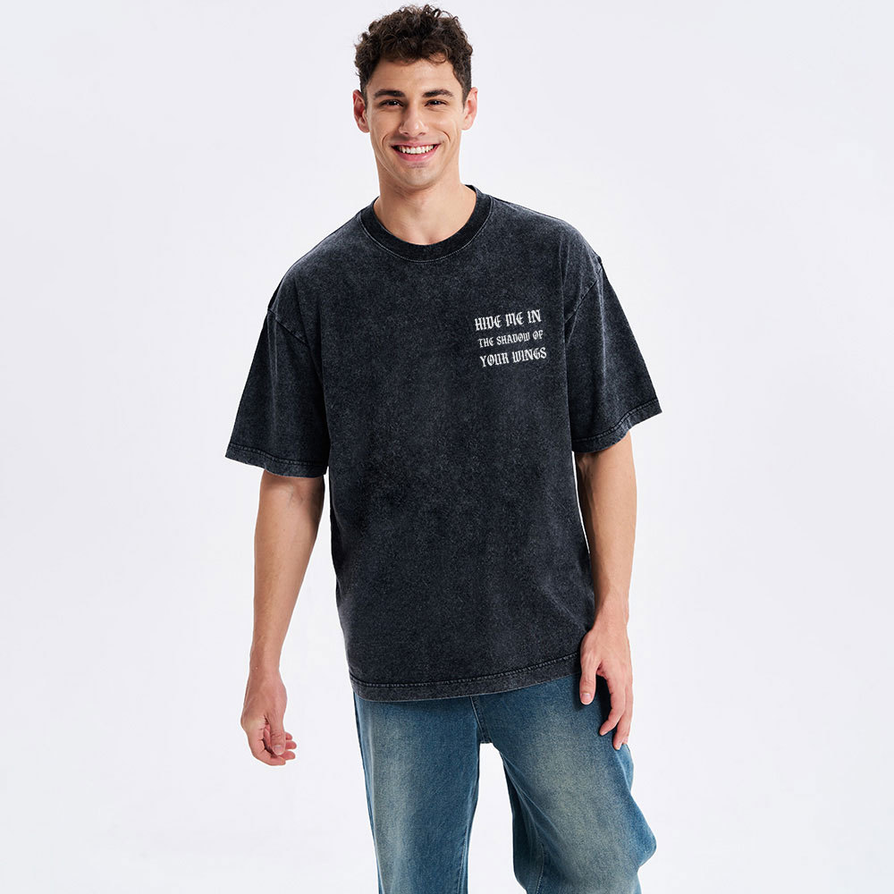 Hide Me In The Shadow Of Your Wings Christian Washed T-Shirt
