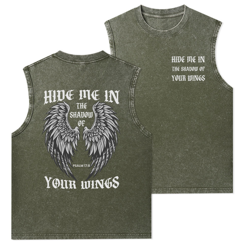 Hide Me In The Shadow Of Your Wings Christian Washed Tank Top