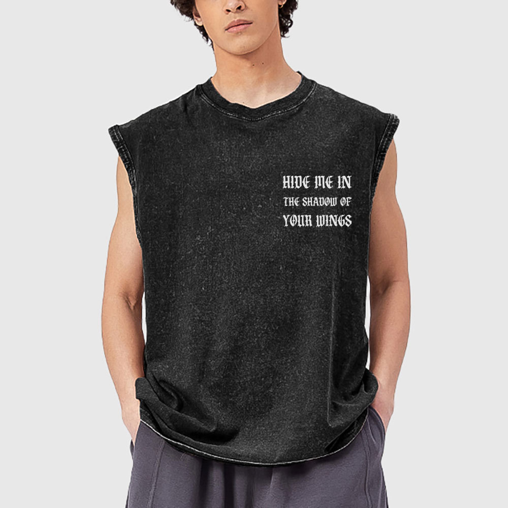 Hide Me In The Shadow Of Your Wings Christian Washed Tank Top