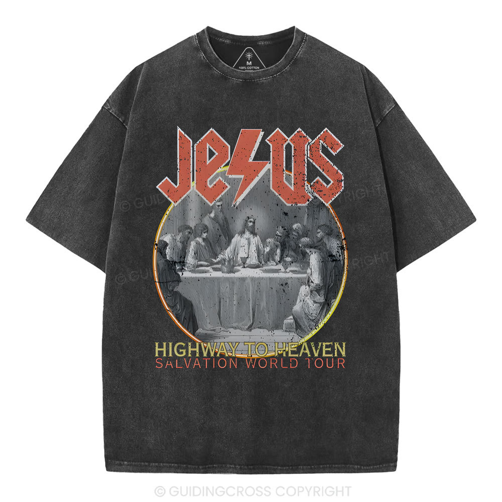 Highway To Heavem Christian Washed T-Shirt