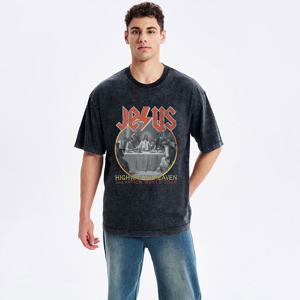Highway To Heavem Christian Washed T-Shirt