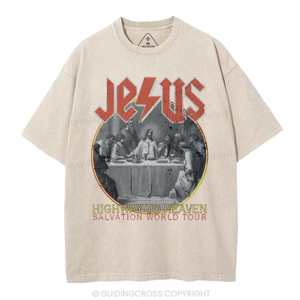 Highway To Heavem Christian Washed T-Shirt